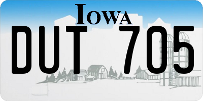 IA license plate DUT705