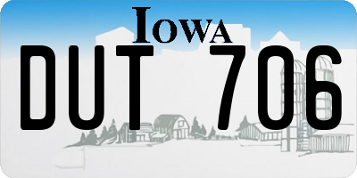 IA license plate DUT706