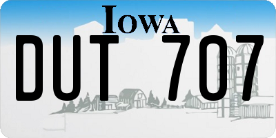 IA license plate DUT707