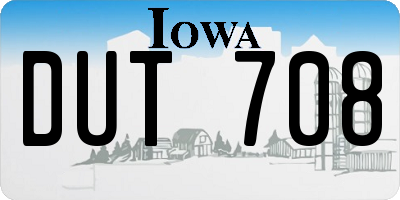 IA license plate DUT708