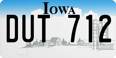 IA license plate DUT712