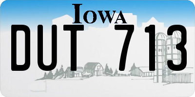 IA license plate DUT713