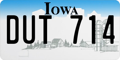 IA license plate DUT714