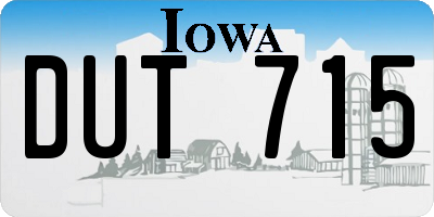 IA license plate DUT715
