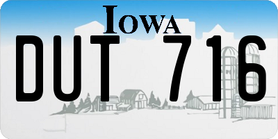 IA license plate DUT716
