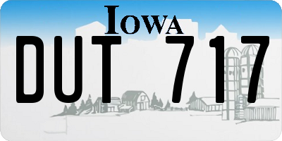 IA license plate DUT717