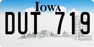 IA license plate DUT719