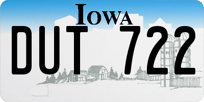 IA license plate DUT722