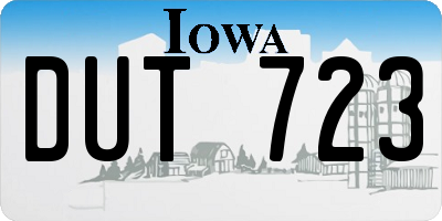 IA license plate DUT723