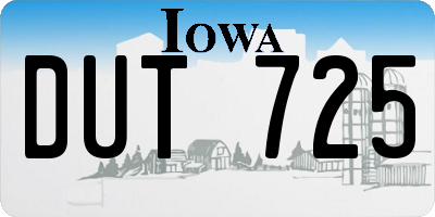IA license plate DUT725