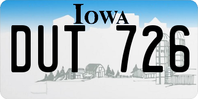 IA license plate DUT726