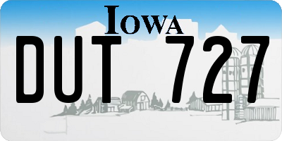 IA license plate DUT727