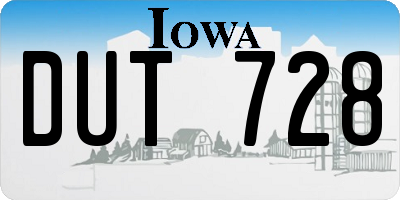 IA license plate DUT728