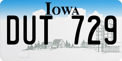 IA license plate DUT729