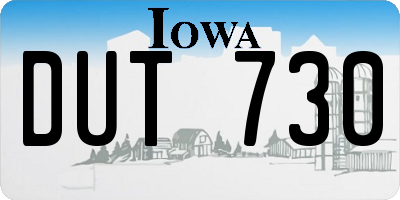 IA license plate DUT730