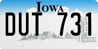 IA license plate DUT731