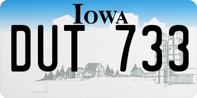 IA license plate DUT733