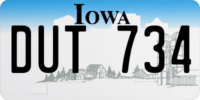 IA license plate DUT734