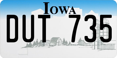 IA license plate DUT735