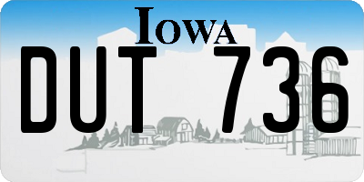 IA license plate DUT736