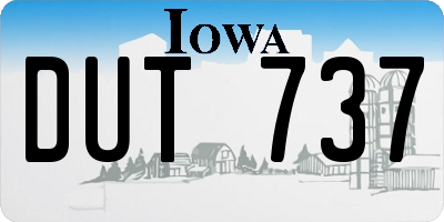 IA license plate DUT737
