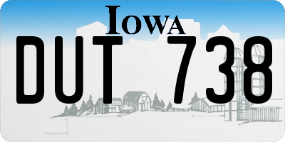 IA license plate DUT738