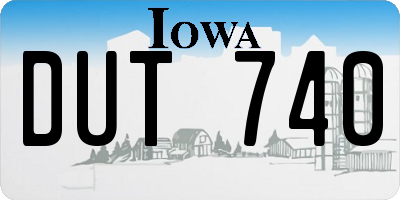 IA license plate DUT740