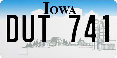 IA license plate DUT741