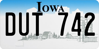 IA license plate DUT742