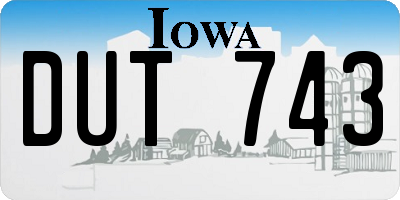 IA license plate DUT743