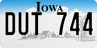 IA license plate DUT744