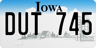 IA license plate DUT745