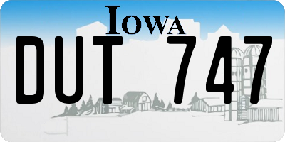 IA license plate DUT747
