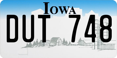 IA license plate DUT748