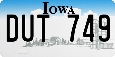 IA license plate DUT749