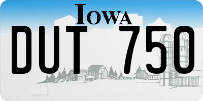 IA license plate DUT750
