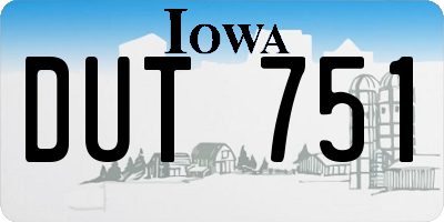 IA license plate DUT751