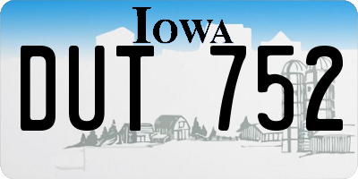 IA license plate DUT752