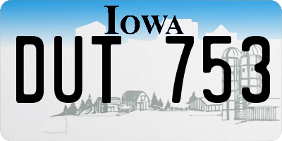 IA license plate DUT753
