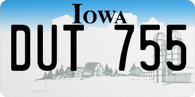 IA license plate DUT755