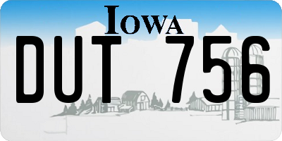 IA license plate DUT756