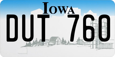 IA license plate DUT760