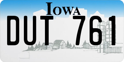 IA license plate DUT761