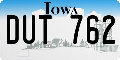 IA license plate DUT762