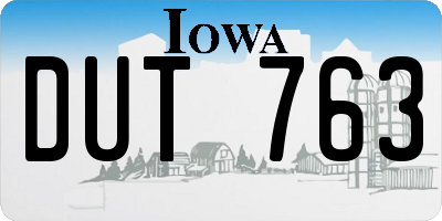IA license plate DUT763