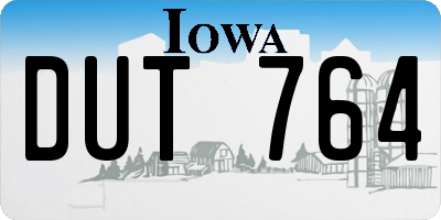 IA license plate DUT764
