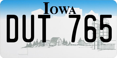 IA license plate DUT765