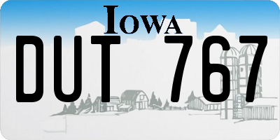 IA license plate DUT767