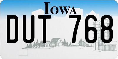 IA license plate DUT768