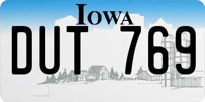 IA license plate DUT769